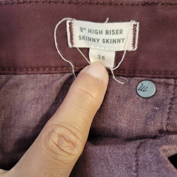 Madewell Women Red 9" High Riser Skinny Skinny Sateen Jeans Size 26 - Picture 14 of 15